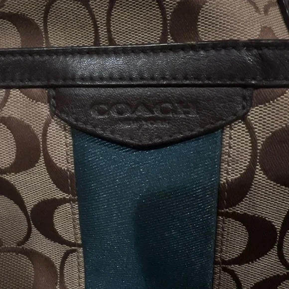 Coach Brown and Blue Monogram Tote - Picture 2 of 11